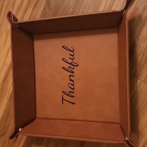 "Thankful" Faux Leather Valet Tray